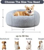 ELSKER&HOME Calming Dog Bed,Donut Washable Warming Soft Round 30 inches Dog Beds for Medium Dogs,Anti-Anxiety Fluffy Plush Cushion Bed Fits up to 45 lbs Pets - Image 3