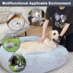 ELSKER&HOME Calming Dog Bed,Donut Washable Warming Soft Round 30 inches Dog Beds for Medium Dogs,Anti-Anxiety Fluffy Plush Cushion Bed Fits up to 45 lbs Pets - Image 5