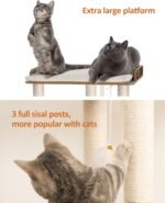 FourFurPets 26.7in Large Cat Tree Tower Condo, Cat Scratch Posts for Indoor Cats, Big Plate, Three 23.6in Full Sisal Scratching Posts, Rustic Brown - Image 5