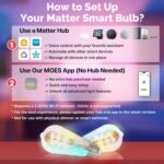 MOES Matter WiFi ST64 Edison Smart Bulbs, Color Changing Light Bulb, 16 Million RGB Colors & Tunable White, Works with Apple Home, Alexa, Google Home, E26 Dimmable 5W (40W Equivalent), 2-Pack - Image 3