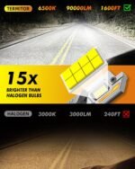 9012/HIR2 Light Bulbs, 90,000LM 15X Ultra-Bright 6500K, 360° Adjustable Quick Install, Real 1:1 Size Direct Replacement 9012 Fog Light Bulb, IP68, Plug N Play, Pack of 2 - Image 3