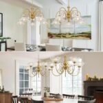 5-Light Vintage Chandeliers in Matte Brass Finish with Crystal Glass Shades, Retro Chandelier Light for Dining Room,Hallway,Kitchen - Image 5