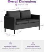 TYBOATLE Modern Faux Leather Small Couches for Small Spaces, Comfy Upholstered Black Love Seat for Bedroom, 2 Seater Mini Couch for Apartment, Dorm, Office - Image 3