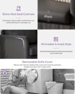 TYBOATLE Modern Faux Leather Small Couches for Small Spaces, Comfy Upholstered Black Love Seat for Bedroom, 2 Seater Mini Couch for Apartment, Dorm, Office - Image 6