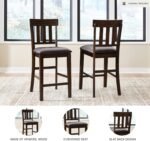 Signature Design by Ashley Haddigan Upholstered Barstool, 2 Count, Slat Back Design, Cushioned Seat, Wood, 25.5" H, Dark Brown - Image 4