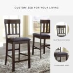Signature Design by Ashley Haddigan Upholstered Barstool, 2 Count, Slat Back Design, Cushioned Seat, Wood, 25.5" H, Dark Brown - Image 6
