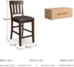 Signature Design by Ashley Haddigan Upholstered Barstool, 2 Count, Slat Back Design, Cushioned Seat, Wood, 25.5" H, Dark Brown - Image 8