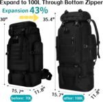Goaste 100L Camping Hiking Backpack, Molle Military Tactical Rucksack, Waterproof Large Travel Daypack, Adjustable Survival Hunting Sports Bag for Men and Women Hiking, Camping, Touring(Black) - Image 5