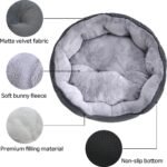Amazon Basics Round Dog Bed for Small Dogs, Cat Beds for Indoor Cats, Washable Puppy Bed with Soft Plush Cushion, Anti-Slip Bottom, 20x19x6 Inches, Gray - Image 3