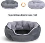 Amazon Basics Round Dog Bed for Small Dogs, Cat Beds for Indoor Cats, Washable Puppy Bed with Soft Plush Cushion, Anti-Slip Bottom, 20x19x6 Inches, Gray - Image 4