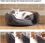 Amazon Basics Round Dog Bed for Small Dogs, Cat Beds for Indoor Cats, Washable Puppy Bed with Soft Plush Cushion, Anti-Slip Bottom, 20x19x6 Inches, Gray - Image 5