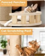 Veehoo Floor to Ceiling Cat Tree Height(106-123 Inch) Adjustable, Sturdy Tall Cat Tree with 4.3" Thickened Scratching Posts, Floor to Ceiling Cat Tower for Indoor Cats - Image 5