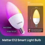 Linkind Matter Smart Bulbs, E12 Led Bulb Works with Alexa/Apple Home/Google Home, Smart Light Bulbs, WiFi Candelabra B11 Bulbs, RGBTW Color Changing Light Bulb, 2.4Ghz WiFi Bulb, 470 LM 4 Pack - Image 3