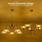 5-Light Vintage Chandeliers in Matte Brass Finish with Amber Glass Shades, Retro Chandelier Light for Dining Room,Hallway,Kitchen - Image 5