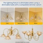 5-Light Vintage Chandeliers in Matte Brass Finish with Amber Glass Shades, Retro Chandelier Light for Dining Room,Hallway,Kitchen - Image 6