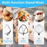 Vospeed 9 IN 1 Stand Mixer, 850W Tilt-Head Multifunctional Electric Mixer with 8 QT Stainless Steel Bowl, 1.5L Glass Jar, Meat Grinder, Hook, Whisk, Beater Dishwasher Safe (Blue) - Image 5