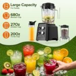Blender, Blender for Smoothies with 68Oz. Pitcher, 27Oz. Grinder and 20Oz. To-go Cup, 28000 RPM Countertop Blenders for Kitchen, Ice Crushing, Frozen Fruits - Timing Setting, Speed Adjustable - Image 6