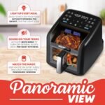 Gourmia Air Fryer 7 QT - Easy View Panoramic Window & Interior Light, Guided Cooking with 12 One-Touch Presets, FryForce 360, Dishwasher Safe Accessories, Black - Image 6