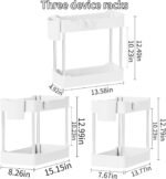 3 Pack Under Sink Organizers and Storage, 2 Tier Bathroom Cabinet Organizer Shelf with Hanging Cups for Kitchen & Bathroom (White) - Image 3