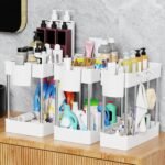 3 Pack Under Sink Organizers and Storage, 2 Tier Bathroom Cabinet Organizer Shelf with Hanging Cups for Kitchen & Bathroom (White) - Image 6