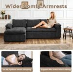 Modular Sectional Sofa, 107.5" L Shaped Comfy Cloud Couch with Deep Seat, Boneless Sectional Couch for Living Room, 3 Seat Modular Sofa with Chaise, No Assembly Required, Black Chenille - Image 6