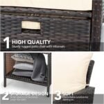 LEVELEVE Balcony Furniture 5 Piece Patio Conversation Set, PE Wicker Rattan Outdoor Lounge Chairs with Soft Cushions 2 Ottoman&Glass Table for Porch, Lawn-Brown Wicker - Image 7