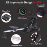 Home Water Rowing Machine - 380 LBS Weight Capacity. Digital Monitor Tracks Workout Data, Ergonomic Seat Ensures Comfort. App-Enabled for Guided Training - Image 4