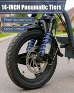 Caroma Electric Scooter for Adults with Seat, 800/1200W Motor, Max 30Miles Ranges&20Mph, 14" Fat Tire Foldable E-Scooter with Carry Basket, Dual Braking Dual Suspension, 300lbs Max Load - Image 6