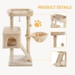 SHA CERLIN Cat Tree 36 Inches Cat Tower with Hammock, Sisal Scratching Post for Indoor Kittens, Small Room, Beige - Image 5