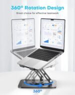 Adjustable Laptop Stand, Computer Stand with 360 Rotating Base, Ergonomic Laptop Riser Mount for Desk Foldable Protable Computer Desk Fits with MacBook Pro Air (10-16") - Black - Image 4