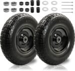 2PC 4.00-6 Flat-Free Tires and Wheels, 13" Thickened Solid Tire, with 5/8" & 3/4" Bearing, 1.8"-5.8" Centered Hub Length, 4.00-6 tire and wheel Fit for Gorilla Cart, Garden Cart/Hand Truck/Wheelbarrow - Image 2