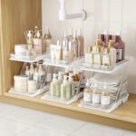 3 Pack Bathroom Organizers and Storage - Multi-Purpose,2-Tier Clear Pull Out Organization for Bathroom,Under Sink,Kitchen,Vanity,Countertop,Cabinet,Pantry & Medicine Cabinet,White - Image 2