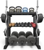 3-Tier Dumbbell Rack, 1100LB Capacity Adjustable Weight Rack for Home Gym, Heavy-Duty Weight Stand for Dumbbells Kettlebells & Weight Plates(Rack Only) - Image 2