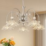 5-Light Chandeliers in Brushed Nickel Finish with Crystal Glass Shades, Brushed Nickel Chandelier Light for Dining Room,Hallway,Kitchen - Image 2