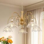 5-Light Vintage Chandeliers in Matte Brass Finish with Crystal Glass Shades, Retro Chandelier Light for Dining Room,Hallway,Kitchen - Image 2