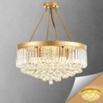 9-Light Gold Crystal Chandelier Contemporary 22'' Modern Semi Flush Mount Crystal Hanging Light Sparkling Decoration for Bedroom Entryway Living Dining Room Kitchen Island Hallway - Image 2