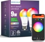 ANGELHALO Smart Light Bulbs, Color Changing A19 LED Light Bulb, Work with Alexa and Google Assistant, Wi-Fi & Bluetooth Light Bulbs, 16 Million Colors RGBCW, Music Sync, 800 Lumens, 2.4Ghz only,2 Pack - Image 2