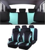 AUCELI Car Seat Covers Full Set, Breathable Front and Rear Seat Covers with 2mm Composite Sponge Inside, Premium Cloth Automotive Seat Cushion Protectors Covers for Most Cars (Green) - Image 2