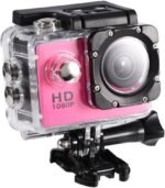 Action Camera Kit 1080P 12MP 30m Outdoor Sports Video Camera USB 2.0 Underwater Cam Full LCD Mini Camcorder with 900mAh Rechargeable Batteries and Mounting Accessories Kits(Pink) - Image 2