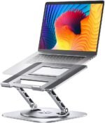 Adjustable Computer Stand with 360 Rotating Base, Ergonimic Foldable Laptop Riser for Desk Compatible with MacBook Pro/Air Notebook up to 16 Inches, Silver - Image 2