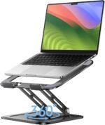Adjustable Laptop Stand, Computer Stand with 360 Rotating Base, Ergonomic Laptop Riser Mount for Desk Foldable Protable Computer Desk Fits with MacBook Pro Air (10-16") - Black - Image 2