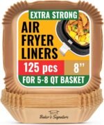Air Fryer Paper Liners, 125Pcs Air Fryer Disposable Liners, Non-Stick and Oil Proof for Easy Cleanup, 8” Square for 5-8 qt Basket by Baker's Signature - Image 2
