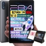 Android 15 Tablet 8.7 inch, Octa Core, 16GB RAM, 128GB ROM, 1TB Expandable, 8.7" HD IPS 1340x800, 5MP+8MP Camera, 5G WiFi+BT5.0+GPS, Type-C, with Headphone Jack, Leather Case Included - Image 2