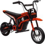 Aosom Electric Dirt Bike with Twist Grip Throttle, 24V 350W Off-Road Electric Motorcycle, Up to 15 MPH with Brake, Music Horn, Rear Suspension for Ages 13+ Years, Red - Image 2