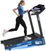 Auto Incline Treadmill - 300+ LBS Capacity 3.5HP Folding Treadmills with 15% Auto Incline, Running Machine for Home, 10 MPH Speed, 36 Preset Programs, Upgrade LCD Panel, Bluetooth App - Image 2