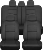 BDk Faux Leather Car Seat Cover Full Set - Front & Rear Split Bench Black Seat Covers For SUV & Truck Seat Covers, Airbag Compatible - Interior Protective Seat Covers for Car Seats & Car Accessories - Image 2