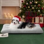 Bedsure Washable XL Dog Bed for Crate for Extra Large Dogs, Comfort Fluffy Plush Pet Pillow Bed Kennel Pad with Non-Slip Bottom, Machine Washable Pet Sleeping Mat, 41"x27", Gray - Image 2