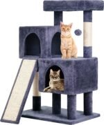 BestPet 36 inches Cat Tree for Indoor Cats Cat Tower with Scratching Posts Multi-Level Cat Furniture Condo with Ramp, Perch Spacious Cat Cave & Funny Toys for Kittens House,Dark Grey - Image 2