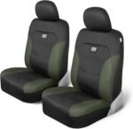 CAT Flexfit Green Black Seat Covers for Cars, Trucks, & SUV - (2) Front Car Seat Cover Front Seat Protectors - Airbag Compatible Seat Covers for SUV Interior Covers & Truck Seat Cover Car Accessories - Image 2