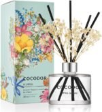 COCODOR Flower Reed Diffuser Set / 6.7oz / White Jasmine/Scent Diffuser with Sticks Home Fragrance Reed Diffuser for Bathroom Shelf Decor - Image 2